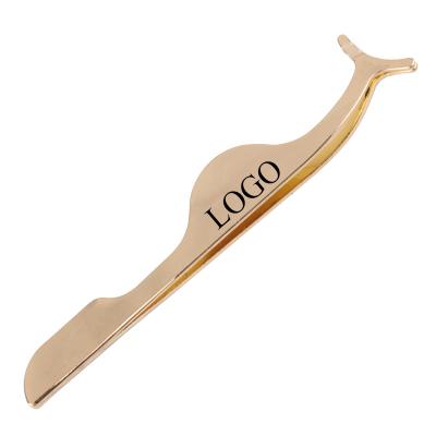 China Eyebrow Gold& Rose Gold Customized Logo Stainless Steel Eyelash Tweezer&Clip For Eyelash Extension for sale