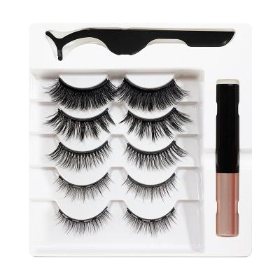 China 5 Pairs Reusable Magnetic Eyeliner Magnetic Eyelash False Mink Eyelashes for sale