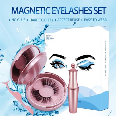 China 5 Reusable Magnetic Eyelashes 2 Pairs 3D Mink Eyelash Extensions with Eyeliner Magnetic Eyelashes for sale