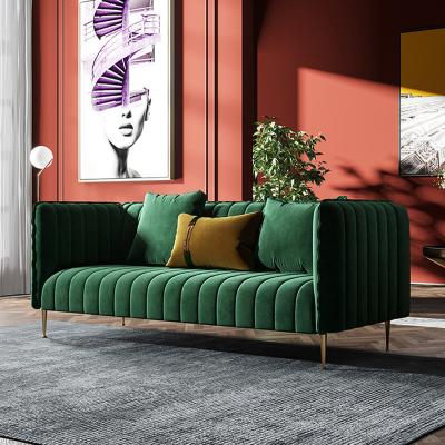 China Luxury Simple Modern Design Lounge Green Fabrics Sofa Velvet Modular Sofa 3 Seats Corner Couch Living Room Sofas For Home for sale