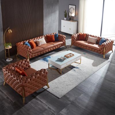 중국 Luxury Style Modern Design Canape Couch Chesterfield Lazy Lounge 3 Seats Leather Sofa Sectional Sofa Set Living Room Furniture 판매용