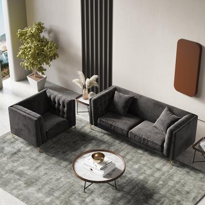 China Luxury Simple Modern Design Fabric Velvet Upholstered 2 3 Seats Sectional Corner Sofa Set Furniture Living Room Sofas For Home for sale