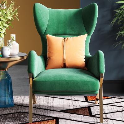 China New Modern Luxury Design Velvet Fabric Leisure High Wing Back Lounge Chair Living Room Furniture zu verkaufen