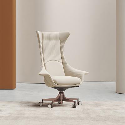 China Luxury Modern Office Chairs White Leather Leisure Chair Rotating Computer Office Armrest Leisure Chair Living Room Ch Te koop