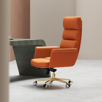 중국 Luxury Modern Orange High Back Office Swivel Chair Gamer Chair Leather Armchair Accent Computer Office Chairs Bedroom F 판매용