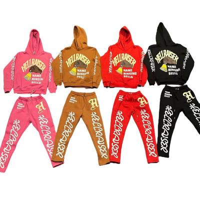 China Breathable Manufacturers Customized Tracksuit French Terry Sweatsuit Stacked Sweatpants And Cotton Two Piece Jogger Hoodie Set for sale