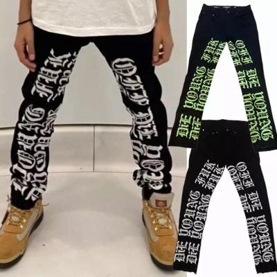 China Fashion Streetwear Pile Denim Breathable Custom Pants Printing Loose Stacked Cotton Jeans Men for sale