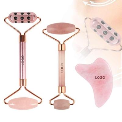 China Body OEM ODM Factory Skin Lift Face Jade Germanium Stone Facial Massager Set Anti Aging Tool Rodillo De Jade Roller For Gua Sha Logo for sale