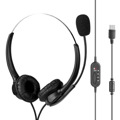 China Neckband Wired 3.5 Mm Headsets And USB Plug With Mic Noise Canceling Phone Headsets Call Center Headsets for sale