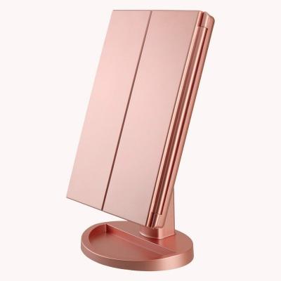 China Personalized Led Travel Mirror Two Power Supply Modes To Make Up 3X/2X/1X Mirror Magnification Touch Screen Triple Lighted Vanity Mirror for sale