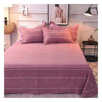 China Nondisposable Solid Color 4 Piece Striped Designs Fitted 100% Cotton Wedding Double Sheet Set for sale