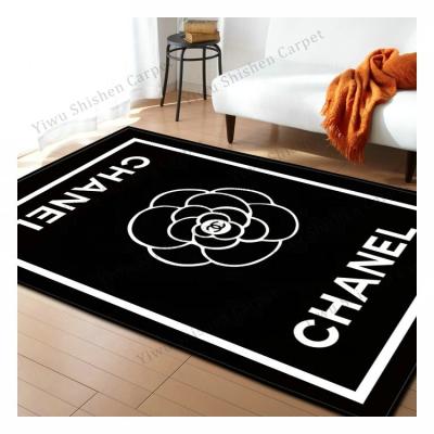 China washable customized designs 3d printed black large area rug for living room comercial rug for sale