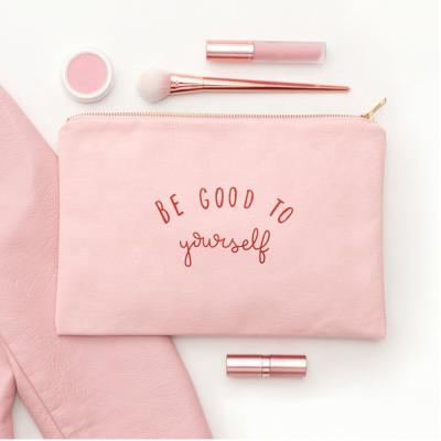 China Lightweight Eco Friendly Cotton Cosmetic Bags White Canvas Reusable Zipper Multicolor Makeup Pouch Bag for sale