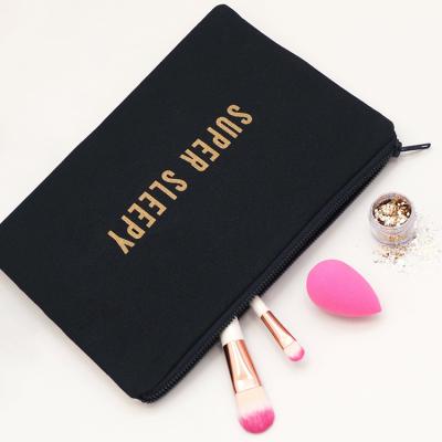 China Wholesale Lightweight Custom Design Logo Printed Plain Pencil Cotton Canvas Pouch Toiletry Cosmetic Travel Makeup Bag Organizer Gift for sale