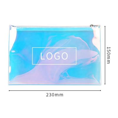 China Lady Makeup Bag Logo Printed Holographic Laser Mini PVC Cosmetic Bag Transparent Cosmetic Bag for sale