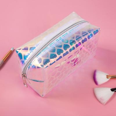 China Lady Ladies Holographic Zip Bag Organizer Waterproof Toiletry PVC Cosmetic Makeup Bag For Women for sale