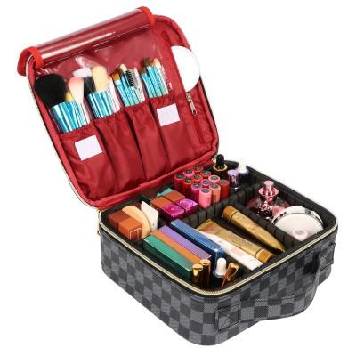 China Professional Organizer Compartment Multi Functional High Quality Travel Makeup Make Up Kit Train Case With Brush Holder for sale