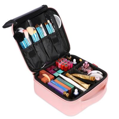 China High Quality Professional Travel PU Pouch Makeup Bag Cosmetic Case Makeup Box Train Case Rose Leather Storage Case For Cosmetics for sale