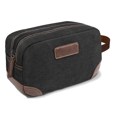 China Large Capacity Men's Dopp Kit Travel Bathroom Washed Canvas Makeup Organizer Bags Men Toiletry Shaving Bag for sale