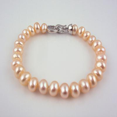 China FASHIONABLE Wholesale Button Freshwater Silver Pearl 8mm Bread Pearl 8mm Bread Bracelet Freshwater Pearl Bracelet for sale