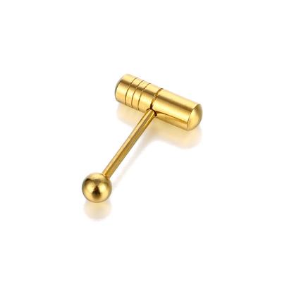 China Hot Selling Hiphop Stainless Steel Anti Allergy Tongue Ring Gold Tongue Nail Body Puncture for sale