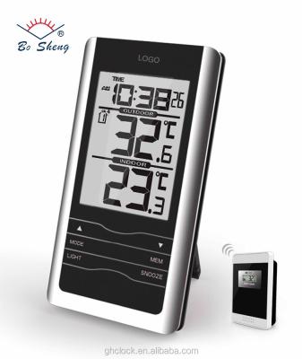 China Indoor Outdoor Wireless Digital Electronic Calendars Thermometer Clock 433mhz Electronic Withsensor With LED Backlight for sale