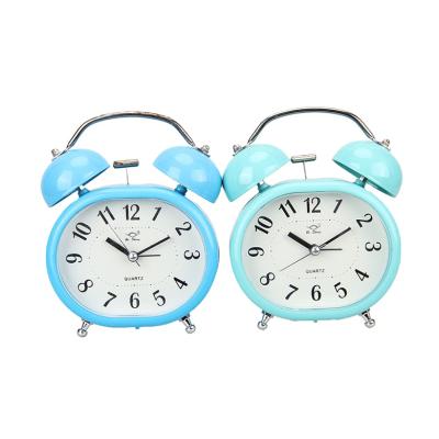 China Hot Selling Antique Style Kids Non-ticking Alarm Clock with Nightlight for Bedrooms Travel Clock Loud Twin Bell for sale