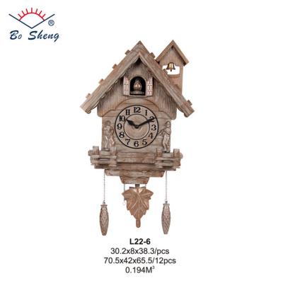 China Antique Style Wooden Color Music Wall Clock Quartz Wall Clock With Pendulum for sale