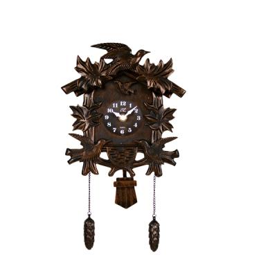 China Classic Style Bedroom Shape Antique Brown Color Decorative Cuckoo Wall Clock Plastic Wall Clock for sale