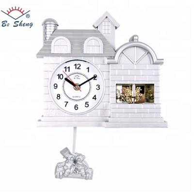 China Bosheng Antique Style: Promotional Single Pendulum Wall Clock Home Shape Clock for sale