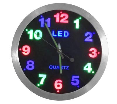 China LUMINOVA neon creative 12 inch LED metal wall clock living room mute clock simple digital electric digital fashion wall clock for sale