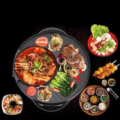 China Multifunctional Korean Aluminum Smokeless Electric Grill Non-Stick Die-Casting Indoor Hot Pot for sale