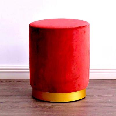 China Functional Storage Space Saving Velvet Pouf Around Gray Fabric Storage Bench Footstool for sale