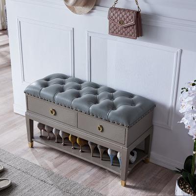 China Luxury Storage Light in Cabinet Built-in Changing Use Shoe Solid Wood Stool Household Household Shoe Stool Storage Stool for sale