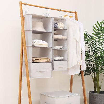 China Folding Hanging Closet Organizer 6-Shelf Clothes Storage Box Accessory Shelves Hanging Closet Organizer for sale