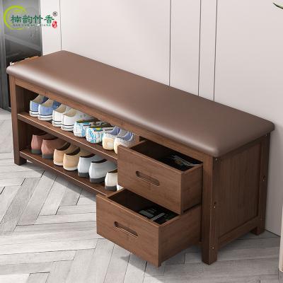 China Light Changing Soft Storage Stools Home Door Shoe Cabinet Bag Cushion Storage Stools Luxury Can Rest Solid Wood Shoe Rack for sale