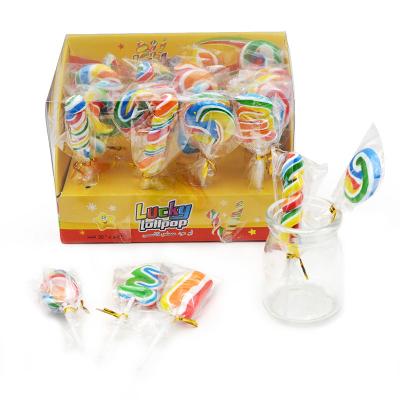 China Hot Sale Sugar Free Colorful Rainbow Swirl Twist Shape Soft Hard Candy Lucky Lollipops for sale