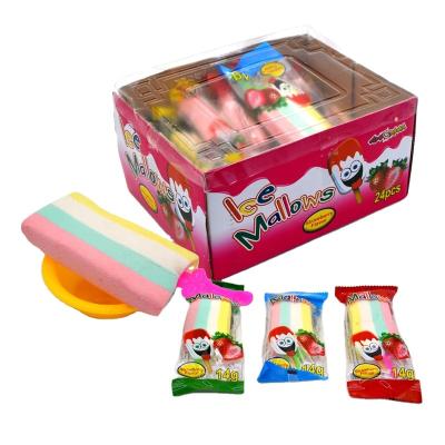 China Natural Rectangle Ice Cream Shape Cotton Marshmallow Lollipop Candy for sale