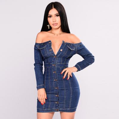 China Anti-Static Ready To Ship Latest Dresses Women Lady Denim Elegant Sexy Dresses for sale