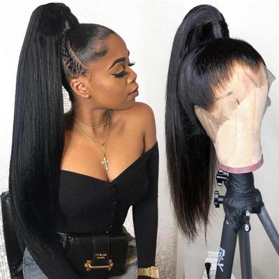 China Unprocessed Virgin Hair Grade 12a 100% Original Pure Natural Hair Cuticle Aligned Pre Plucked Brazilian Straight Hair Wig, 360 Lace Frontal Wigs With Baby Hair for sale