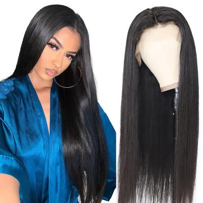 China 100% Straight Hair Unprocessed Brazilian Hair Wig 13*6 Lace Front Wig Straight Hair Pre Plucked Natural Color Lace Wig for sale