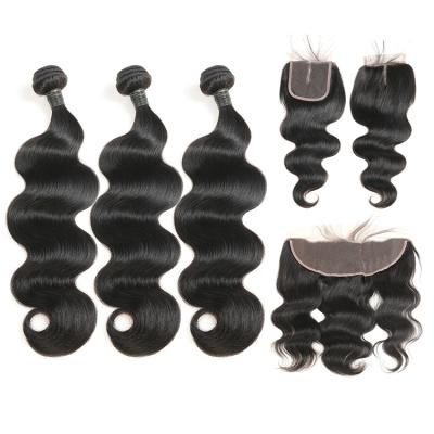 China Pure Original Natural Hair Peruvian Virgin Hair Bundles With Lace Closure, Unprocessed 100 Cuticle Aligned Raw Virgin Hair Weave for sale