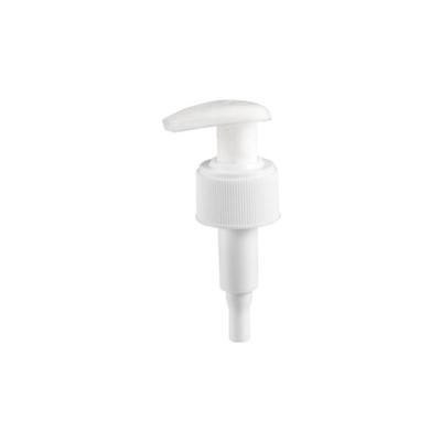 China Non Spill 28mm Plastic Lotion Dispenser Screw Or Ribbed Cap Smooth White Pump For Shampoo Bottles for sale