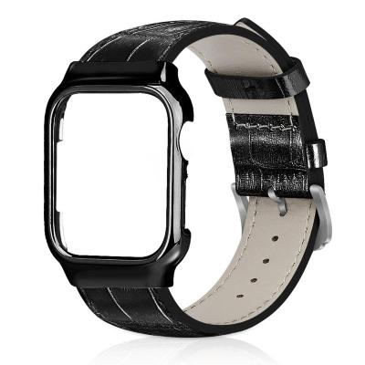 China Wholesale New 2019 Leather Smart Watch Belt Classic Black Watchband For Apple for sale