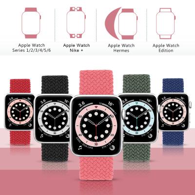 China Fabric Braided Solo Loop For Applewatch Se 7 6 3 38/40/41mm 42/44/45mm Sports Strap For iWatch Belt Nylon Elastic Strap for sale