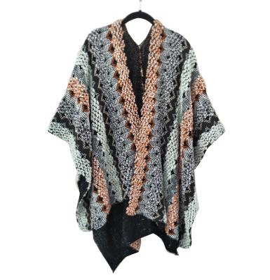 China American Hot Daily Wear Fashion Women Shawl Sweater Mohair Colors Chat China Factory Knitted Poncho With Tassel Sweater Poncho for sale