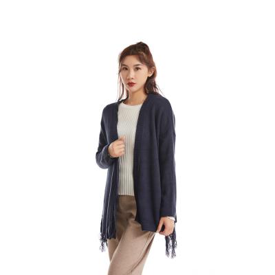 China Navy Blue Color Autumn Winter Warm Sweatshirt Shawl Collar Women Soft Smooth Feeling Sweater for sale