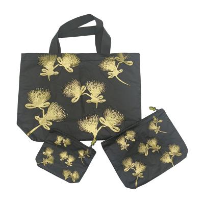 China LehuaFlowerDesign Newest New Design Longevity Top Black Beach Tote Large Medium Pouch 3pieces Tyvek Dupont Handled Bag 3pieces for sale