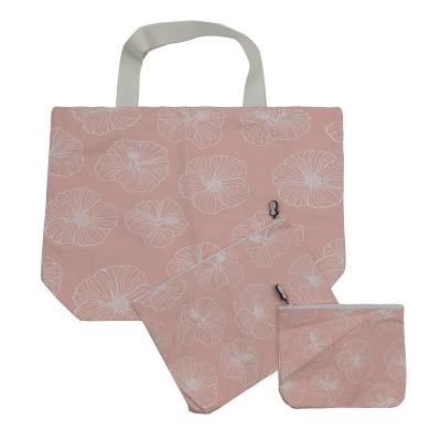 China Pink Handled Bag Tote Large Medium Pouch 3pieces Tyvek Dupont Beach HibiscusDesign Latest New Design Superior Longevity Large for sale