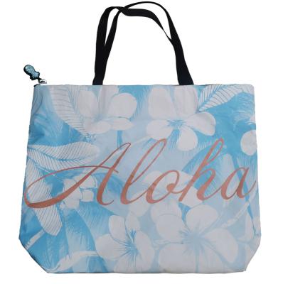 China Aloha Blue Flower Lei Pattern Handled Beach Tote Tyvek Dupont Bag 1443R 1473R Latest New Design Superior Longevity Great for sale